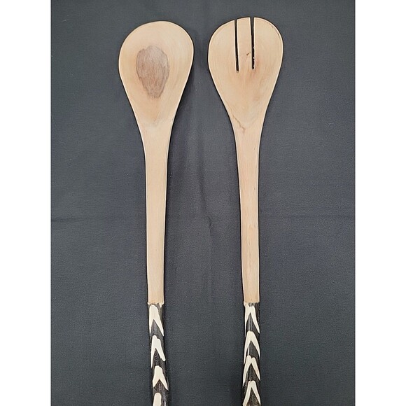 Handmade Wooden Salad Server Spoons Set - Picture 1 of 3